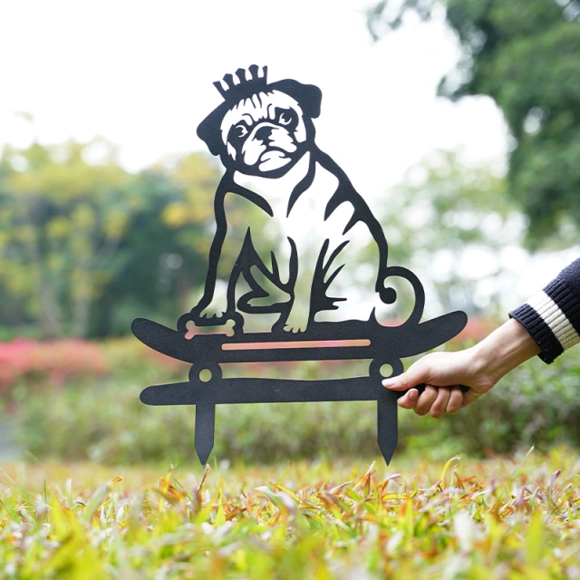 Metal Pug Dog - Garden Decor Art